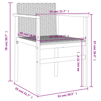 havestole 2 stk. polyrattan og massivt træ sort