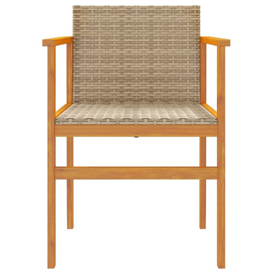 havestole 2 stk. polyrattan og massivt træ beige