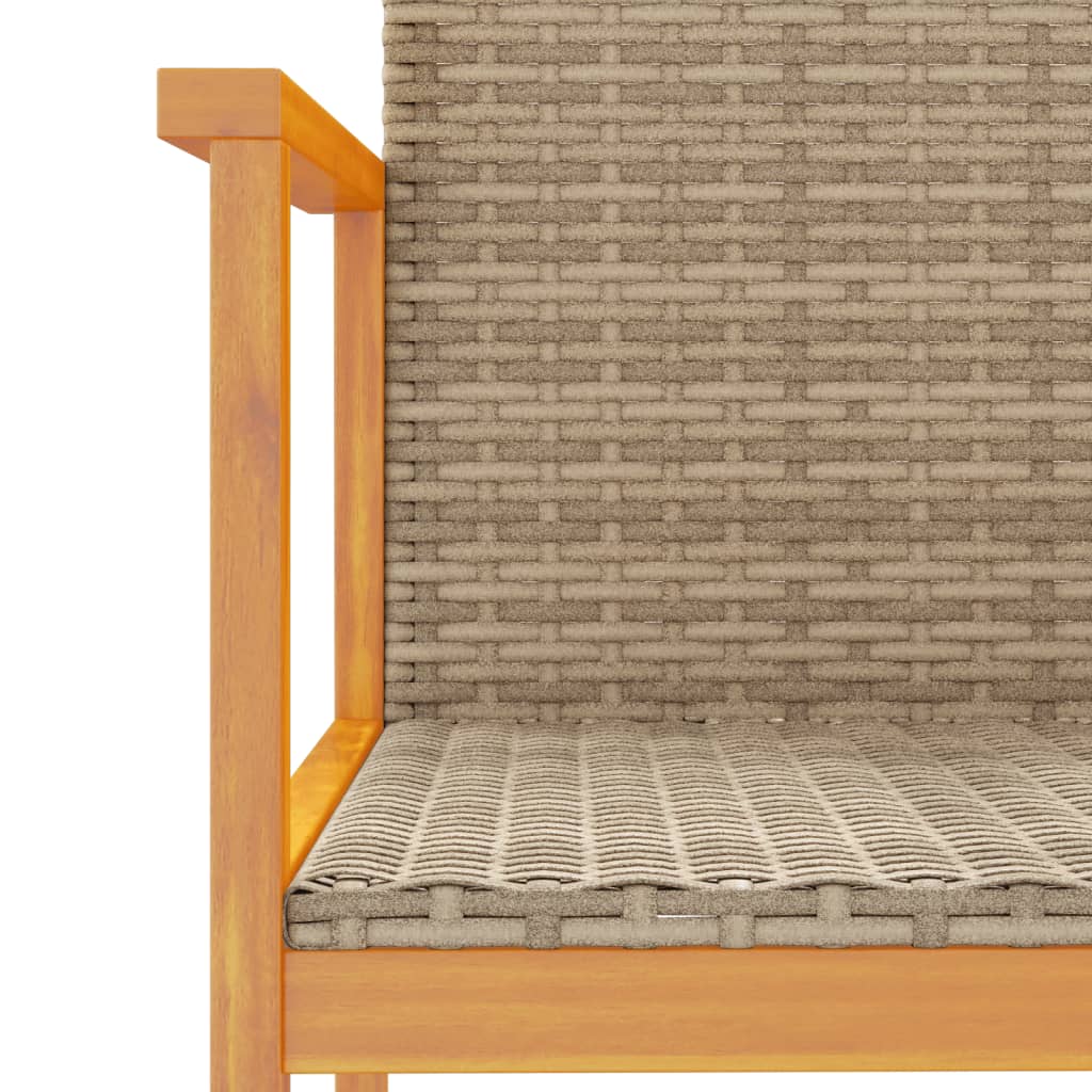 havestole 2 stk. polyrattan og massivt træ beige