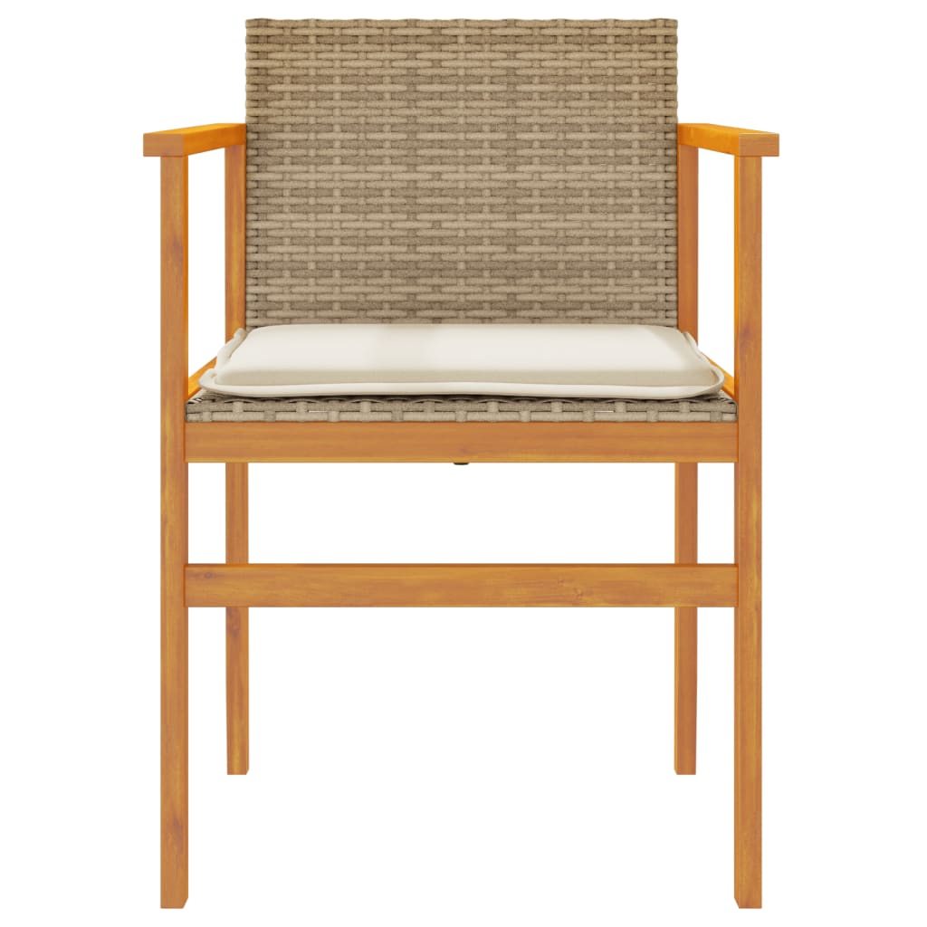 havestole 2 stk. med hynder polyrattan og massivt træ beige