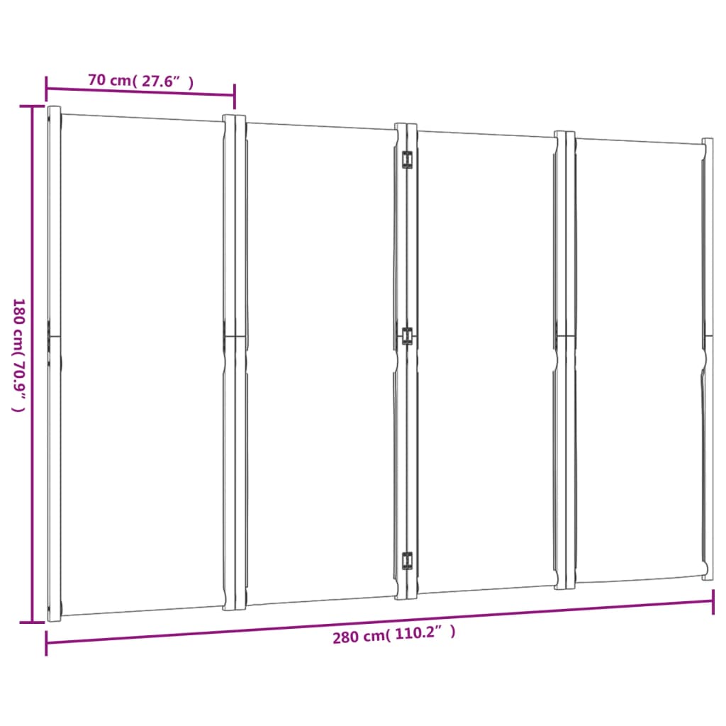 4-panels rumdeler 280 x 180 cm mørkeblå