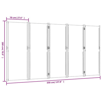 5-panels rumdeler 350 x 180 cm gråbrun