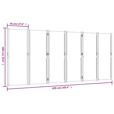 6-panels rumdeler 420 x 180 cm gråbrun