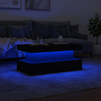 sofabord med LED-lys 90x50x40 cm hvid