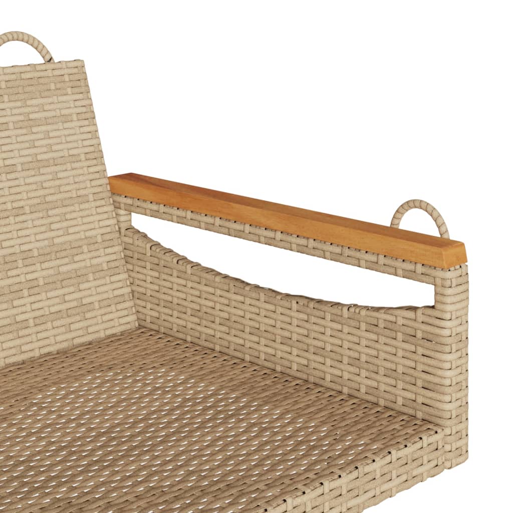 gyngebænk 109x62x40 cm polyrattan beige