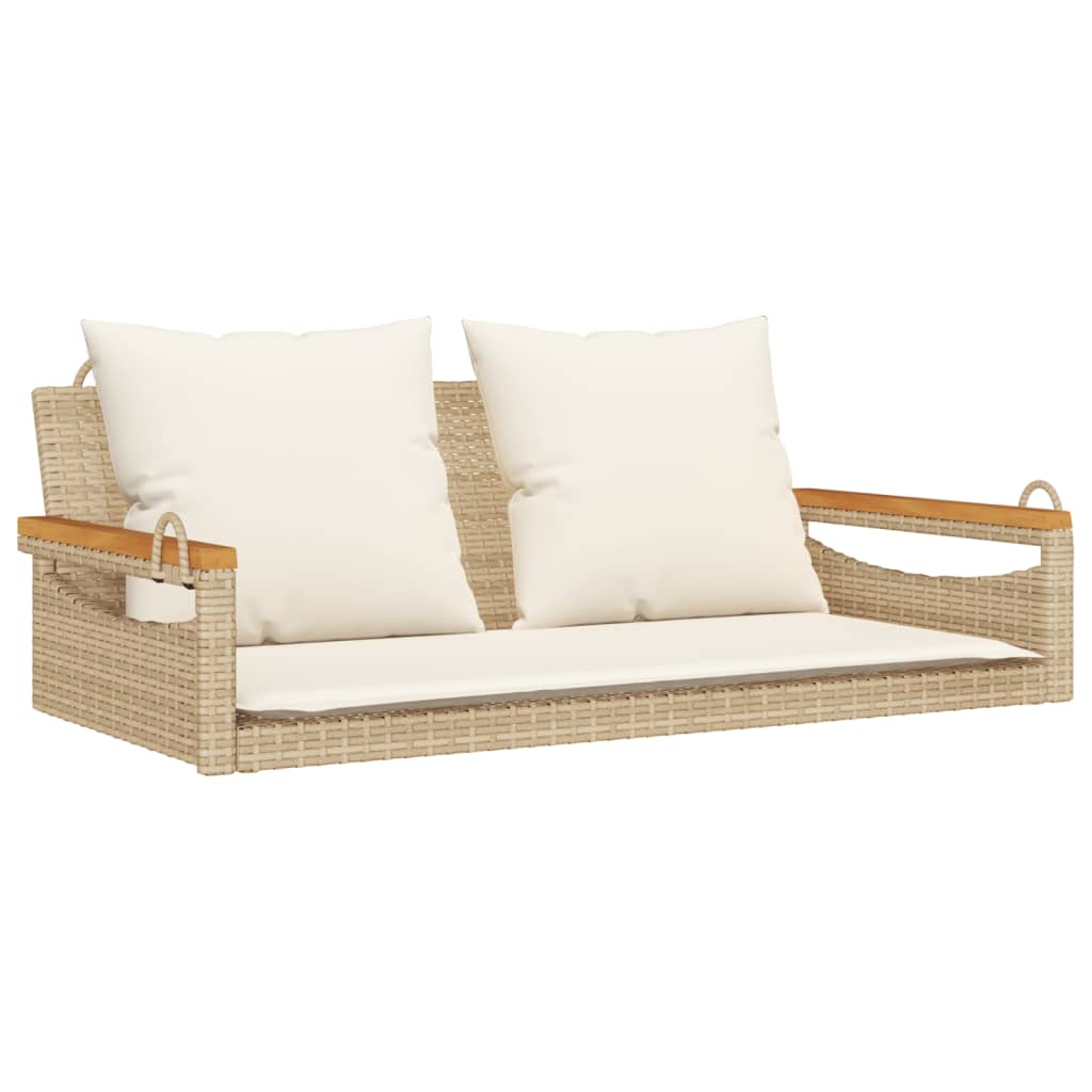 havebænk med hynder 109x62x40 cm polyrattan beige