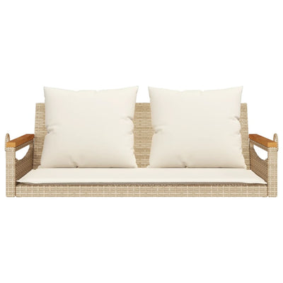 havebænk med hynder 109x62x40 cm polyrattan beige