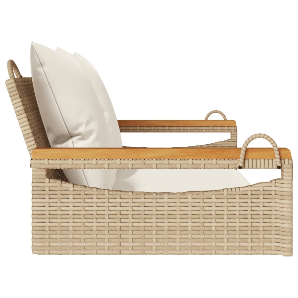 havebænk med hynder 109x62x40 cm polyrattan beige