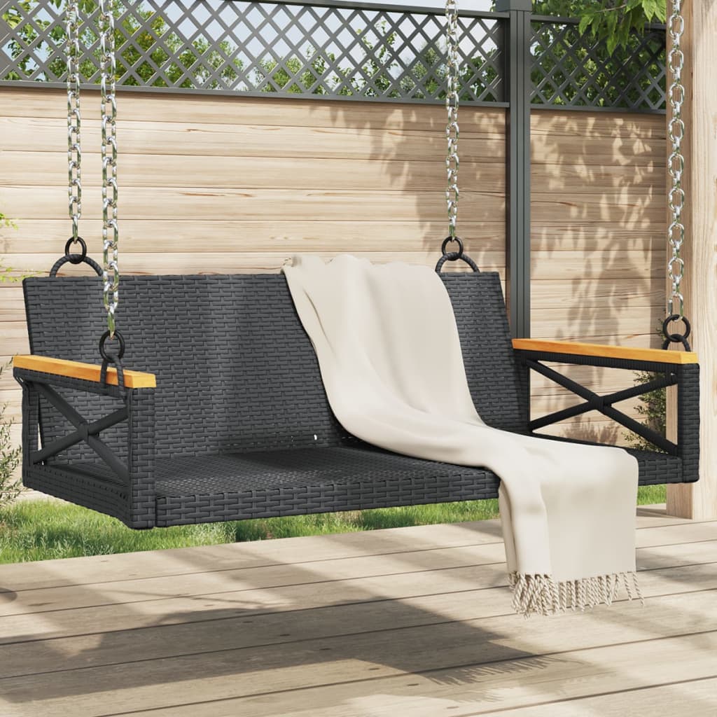 gyngebænk 109x62x40 cm polyrattan sort