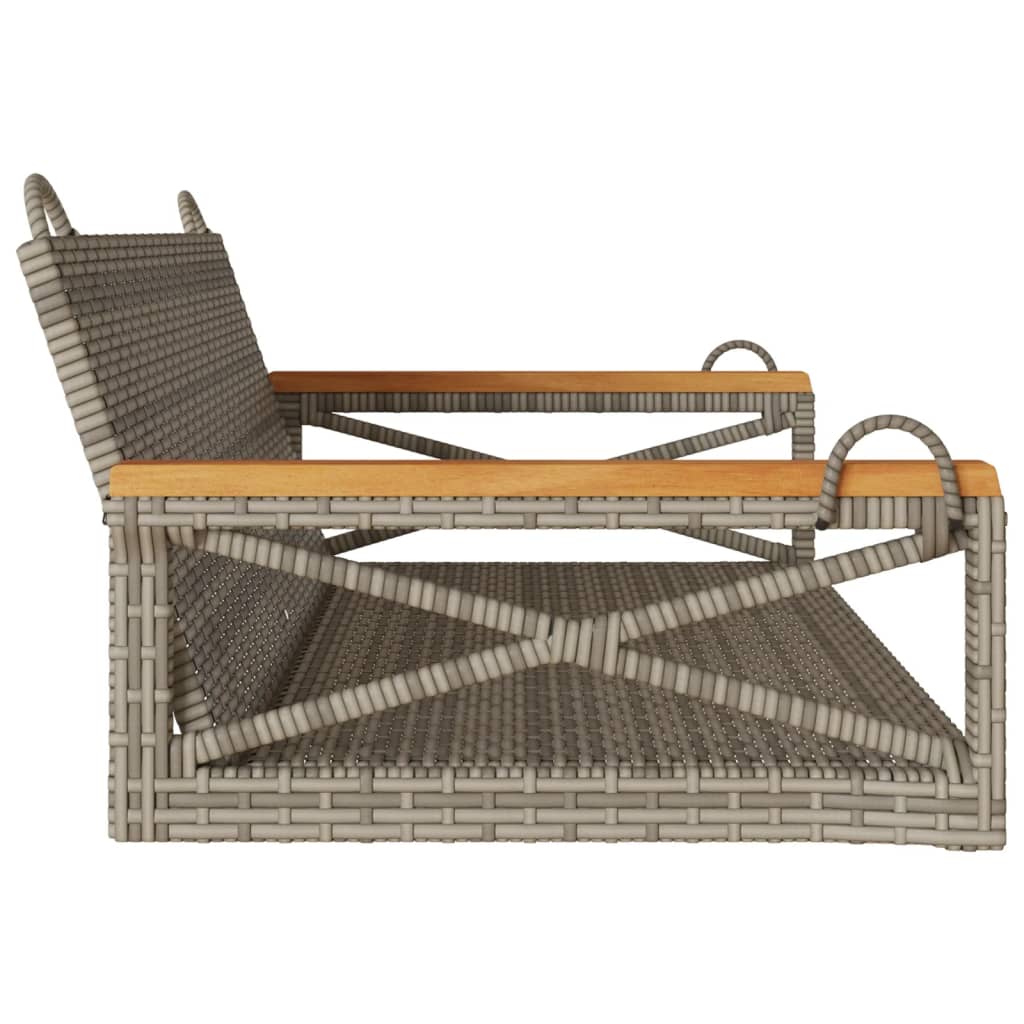 gyngebænk 109x62x40 cm polyrattan grå