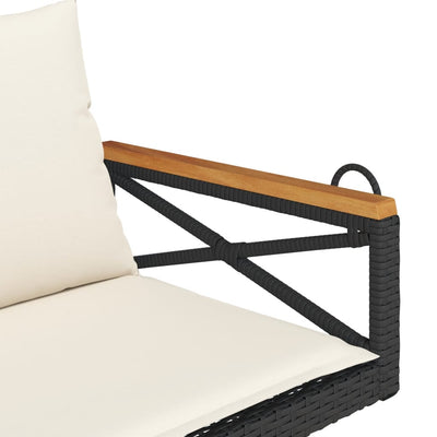 gyngebænk med hynder 109x62x40 cm polyrattan sort