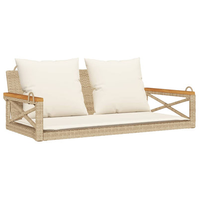 havebænk med hynder 109x62x40 cm polyrattan beige