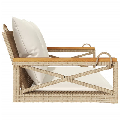 havebænk med hynder 109x62x40 cm polyrattan beige