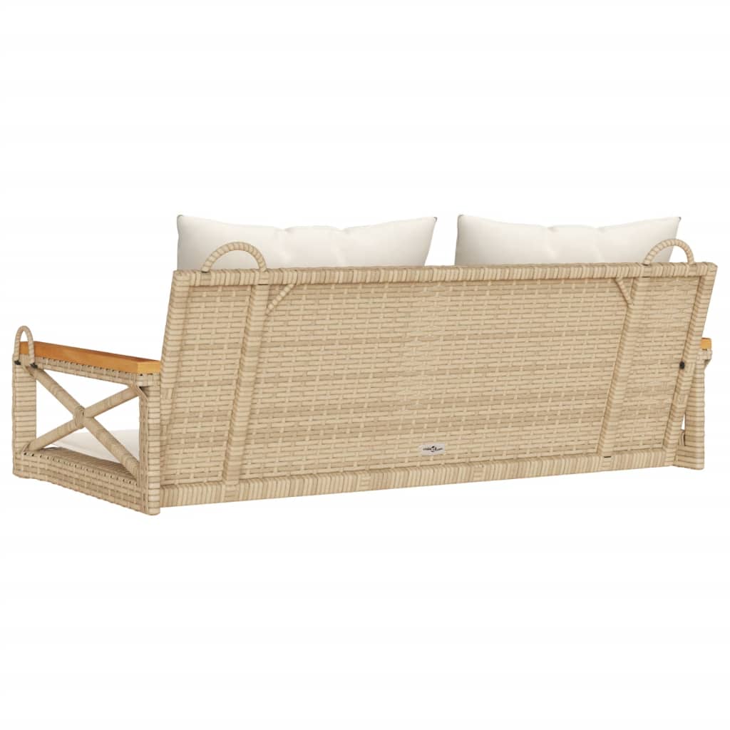 havebænk med hynder 109x62x40 cm polyrattan beige