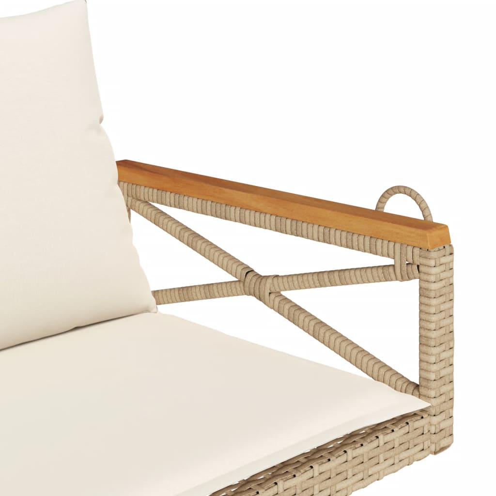 havebænk med hynder 109x62x40 cm polyrattan beige