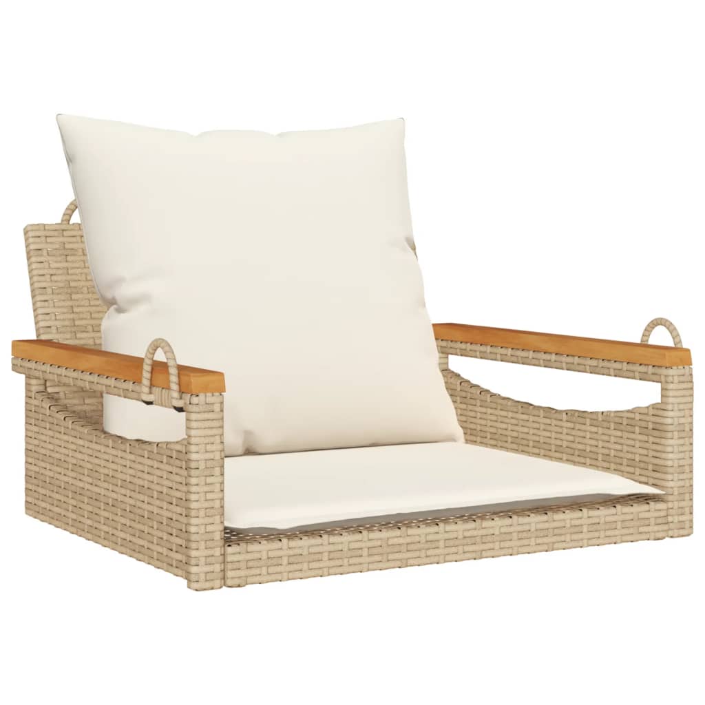 gyngebænk med hynder 63x62x40 cm polyrattan beige