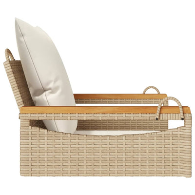 gyngebænk med hynder 63x62x40 cm polyrattan beige