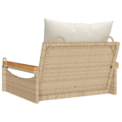 gyngebænk med hynder 63x62x40 cm polyrattan beige