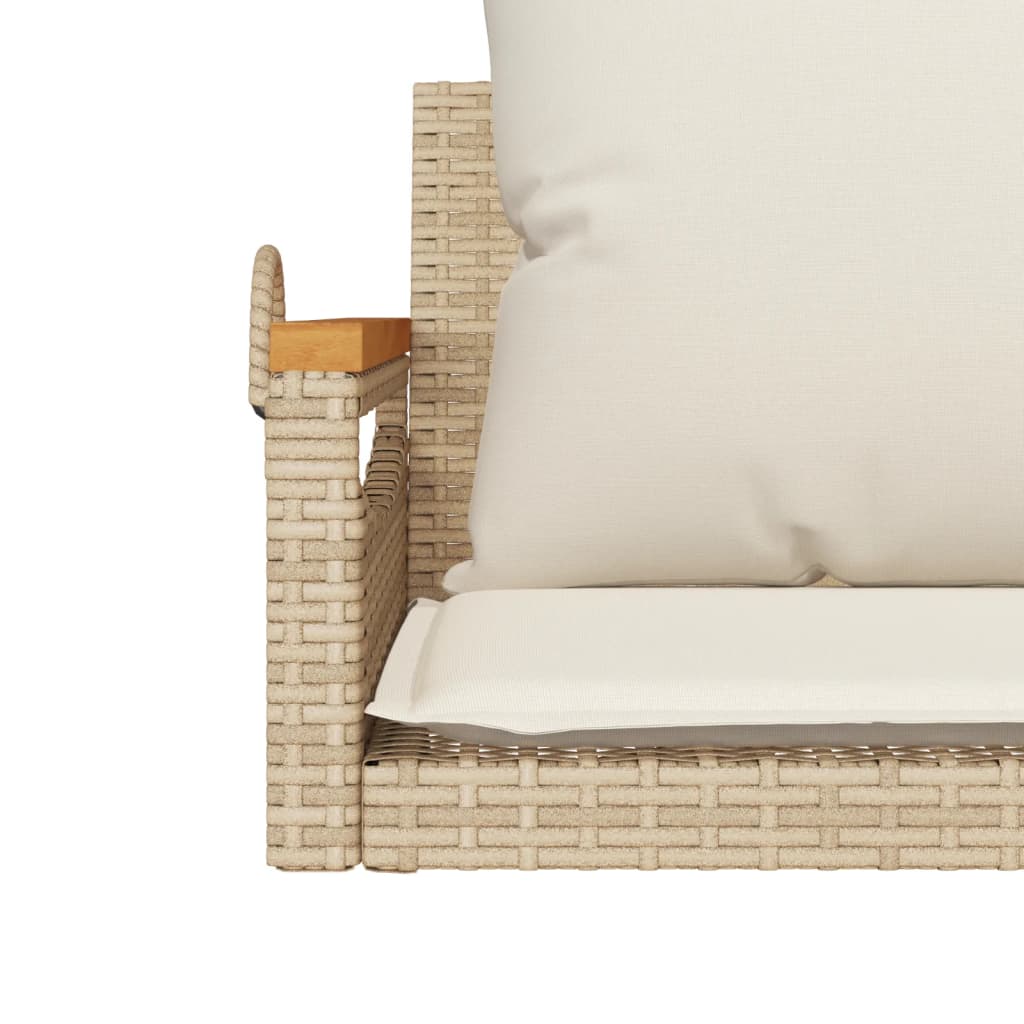 gyngebænk med hynder 63x62x40 cm polyrattan beige