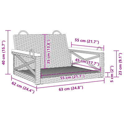 gyngebænk 63x62x40 cm polyrattan beige