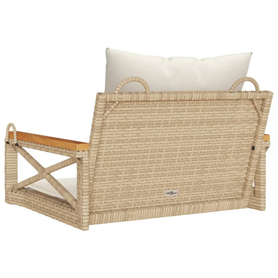 gyngebænk med hynder 63x62x40 cm polyrattan beige