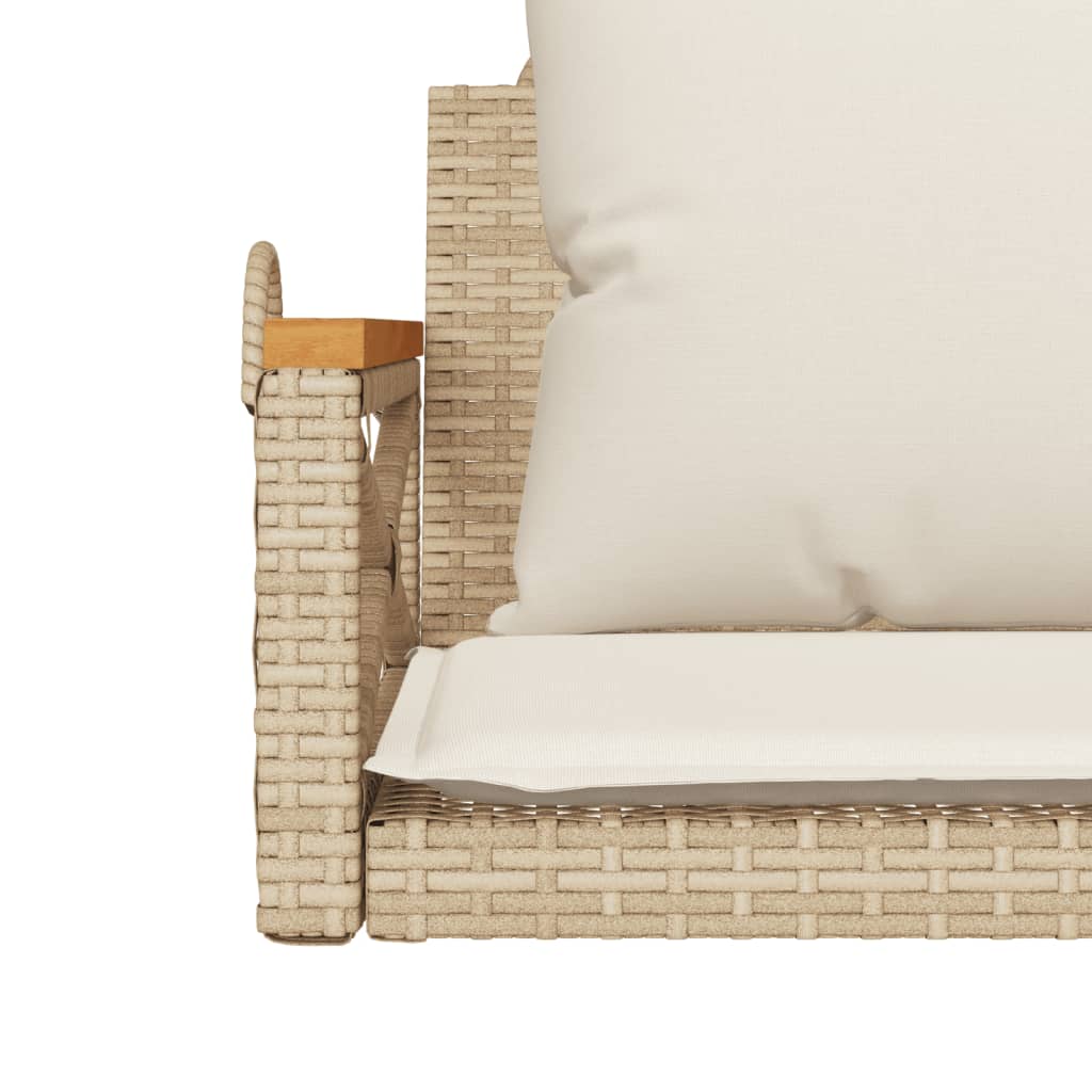 gyngebænk med hynder 63x62x40 cm polyrattan beige