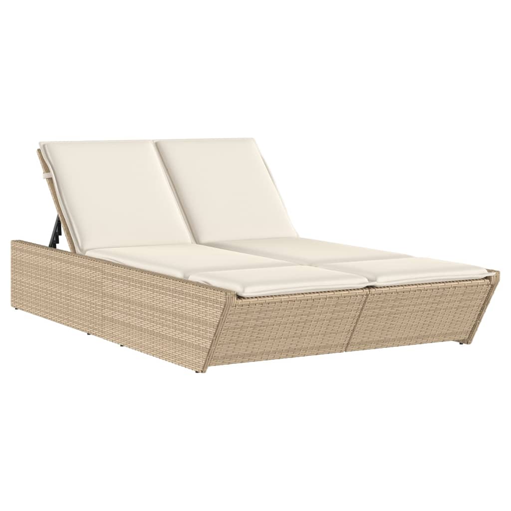 solseng med hynder polyrattan beige