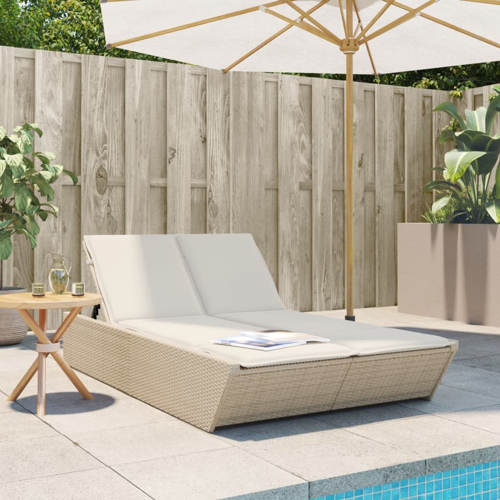 solseng med hynder polyrattan beige