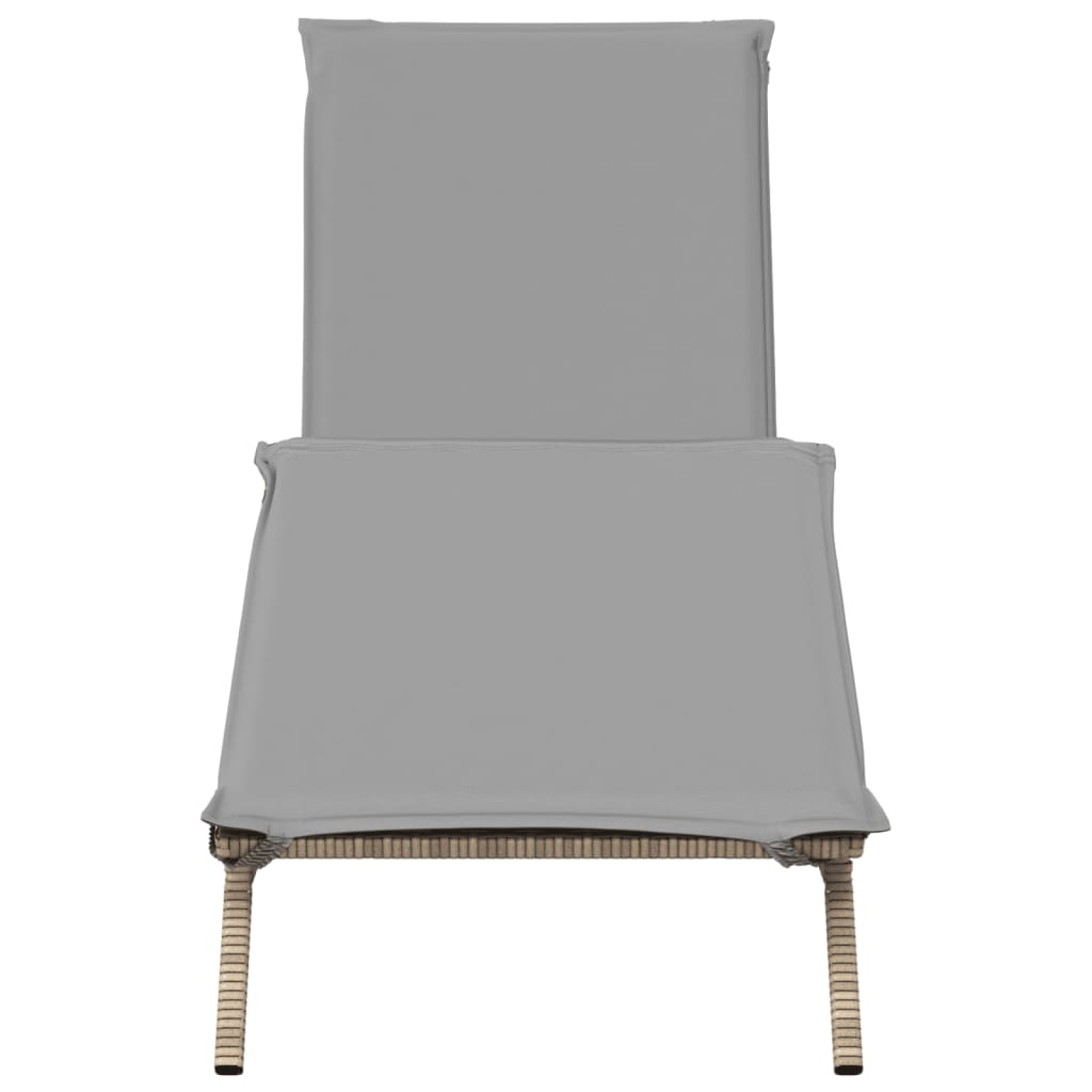 liggestol med hynde polyrattan beige