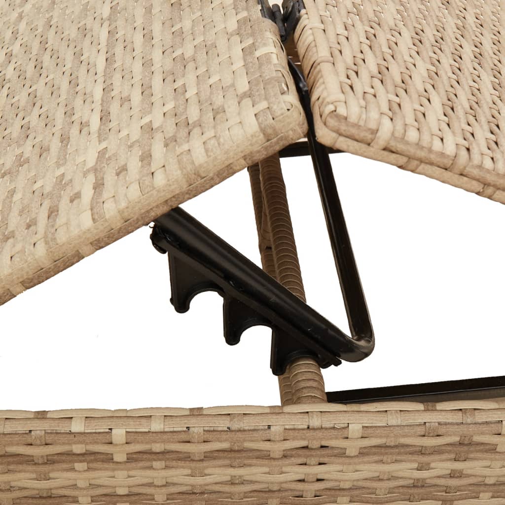 liggestol med hynde polyrattan beige