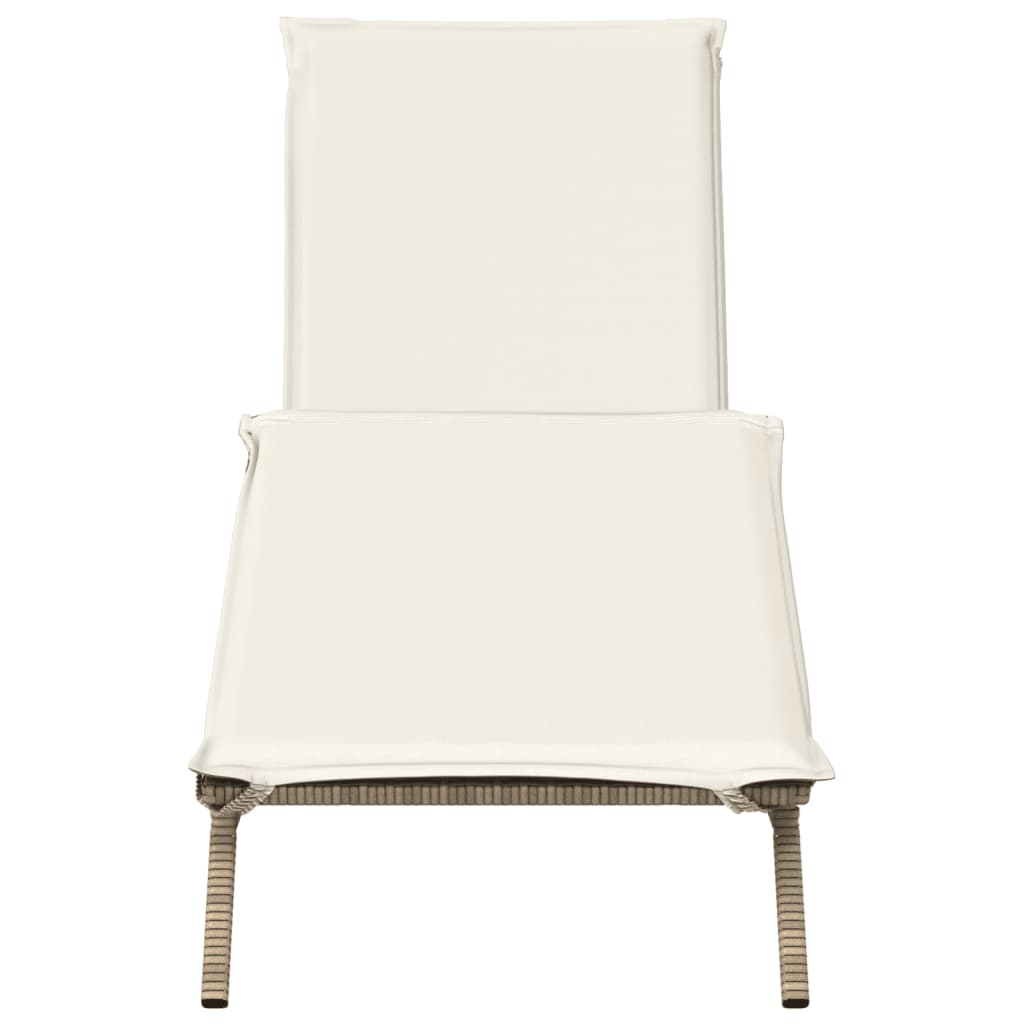 liggestol med hynde polyrattan beige