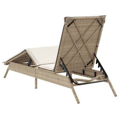 liggestol med hynde polyrattan beige