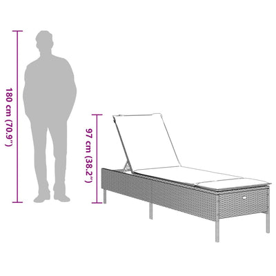 liggestol med hynde polyrattan grå