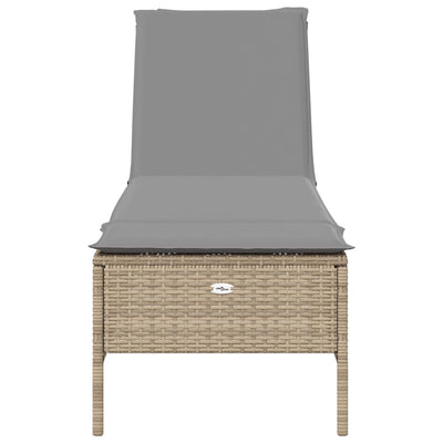 liggestol med hynde polyrattan beige