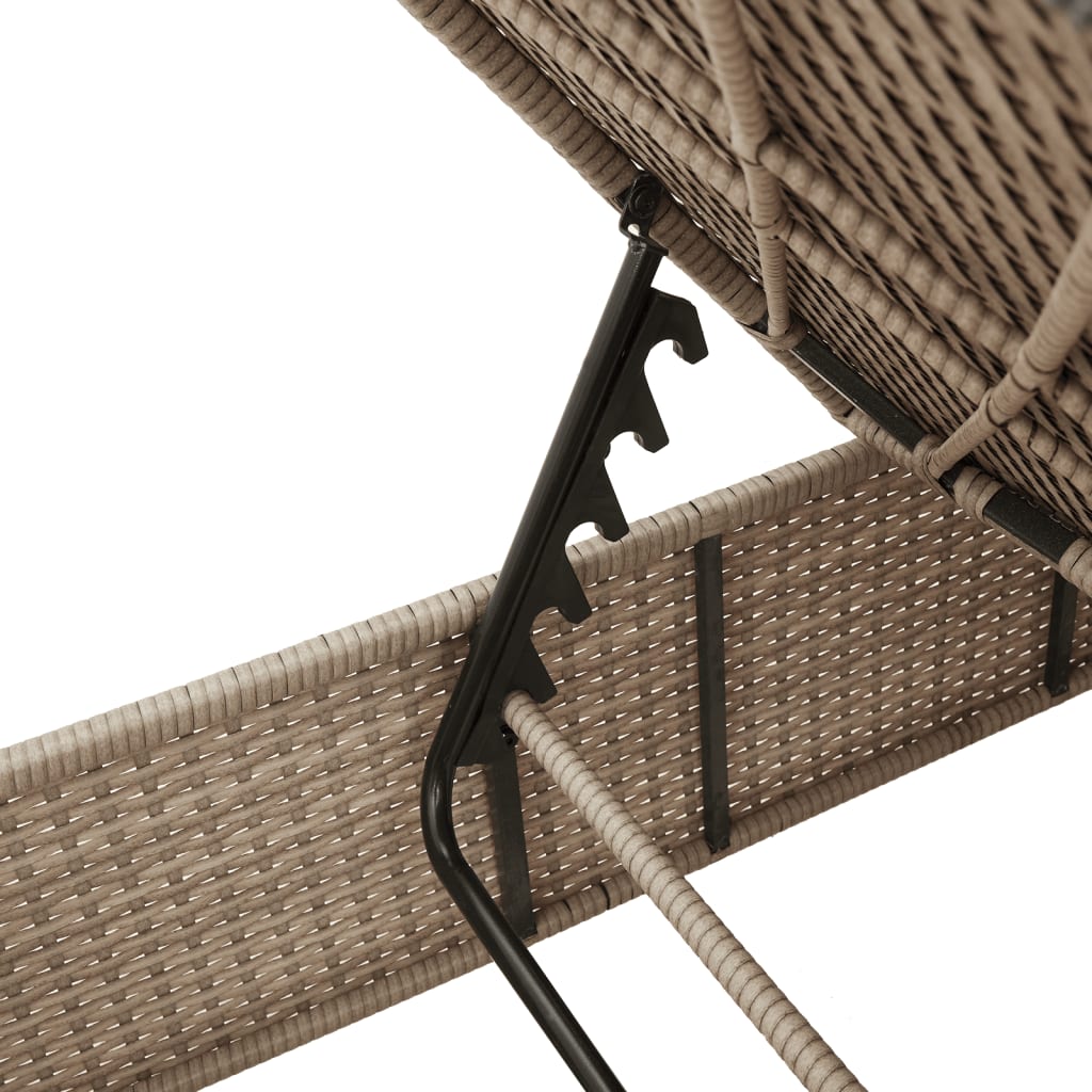 liggestol med hynde polyrattan beige