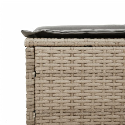 liggestol med hynde polyrattan beige