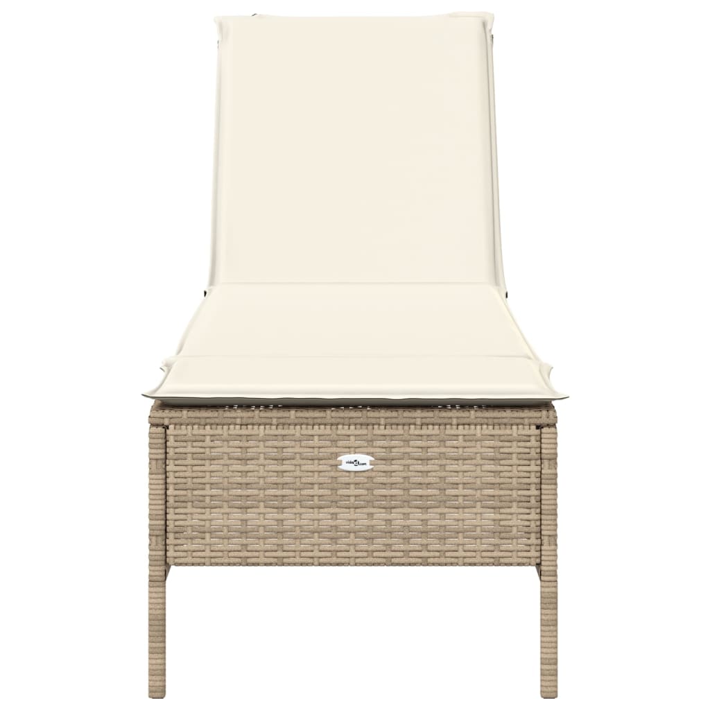 liggestol med hynde polyrattan beige