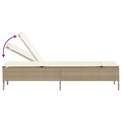 liggestol med hynde polyrattan beige