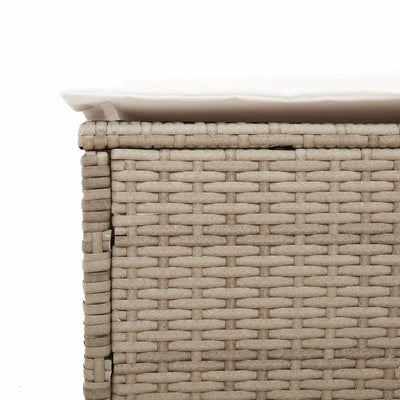 liggestol med hynde polyrattan beige