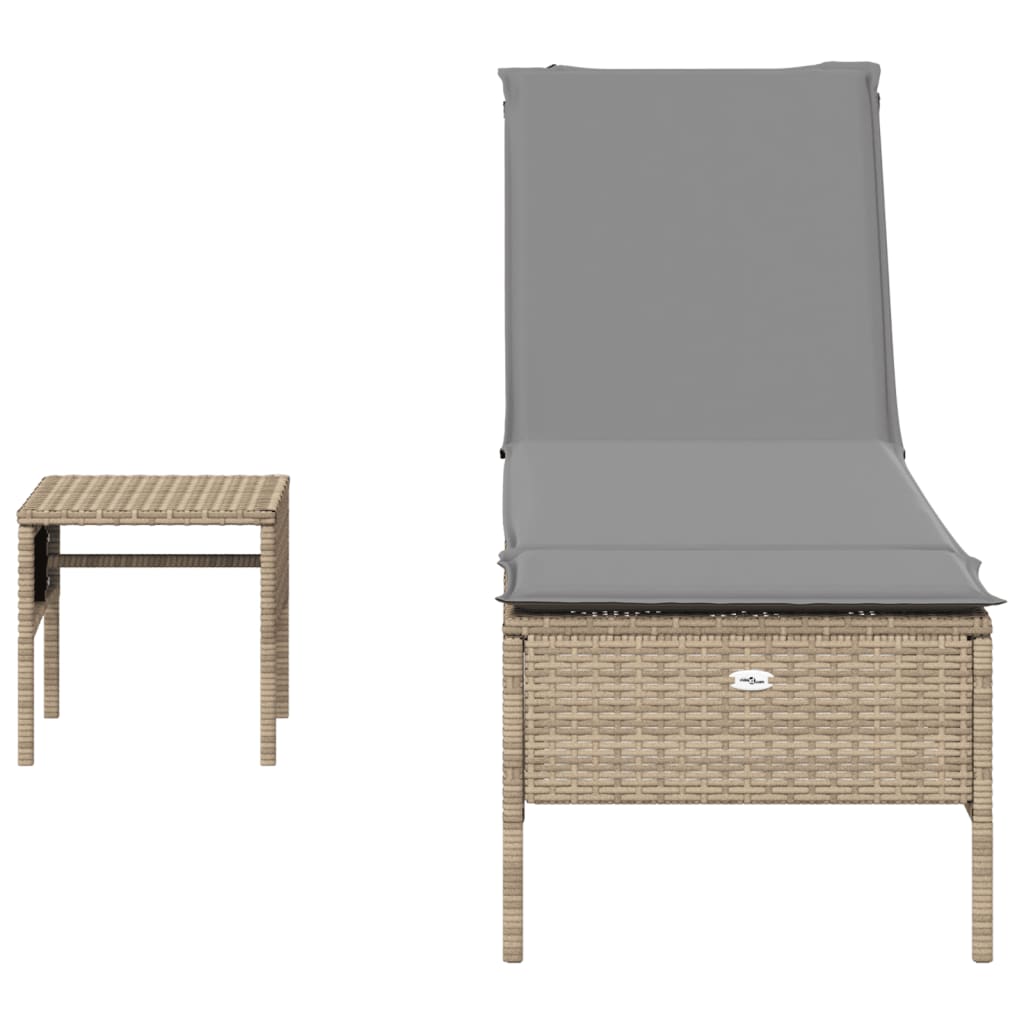 loungesofa med bord og hynde polyrattan beige