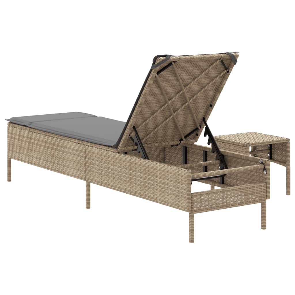 loungesofa med bord og hynde polyrattan beige