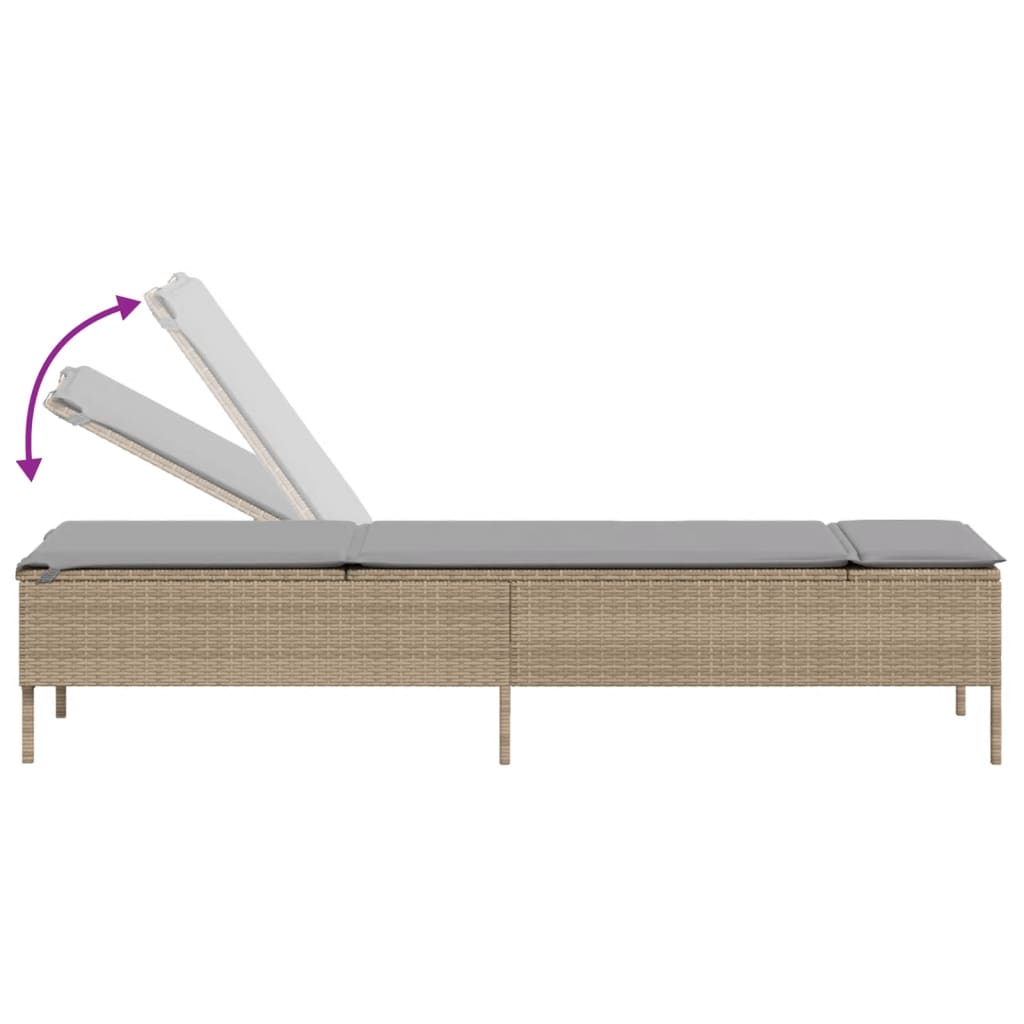 loungesofa med bord og hynde polyrattan beige