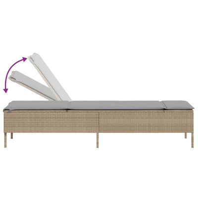 loungesofa med bord og hynde polyrattan beige