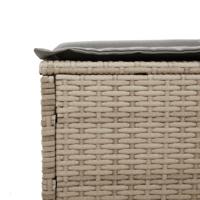 loungesofa med bord og hynde polyrattan beige