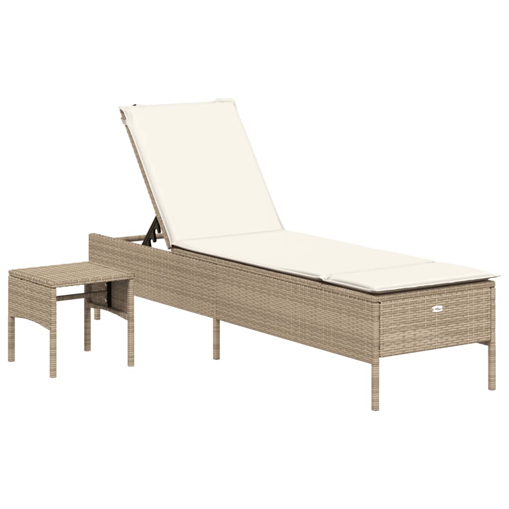 loungesofa med bord og hynde polyrattan beige