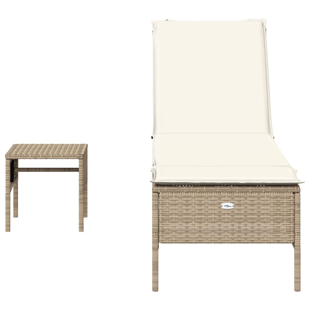 loungesofa med bord og hynde polyrattan beige