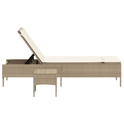 loungesofa med bord og hynde polyrattan beige