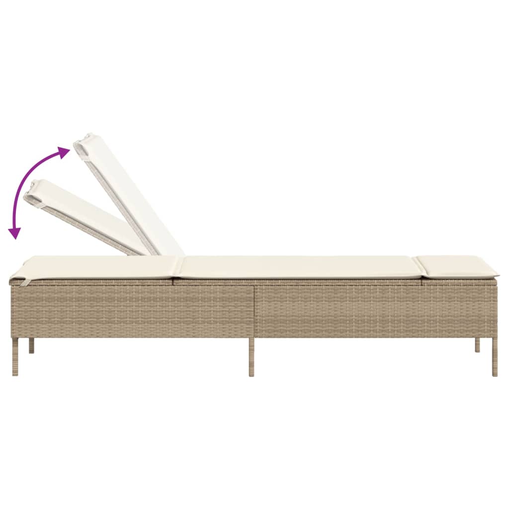 loungesofa med bord og hynde polyrattan beige