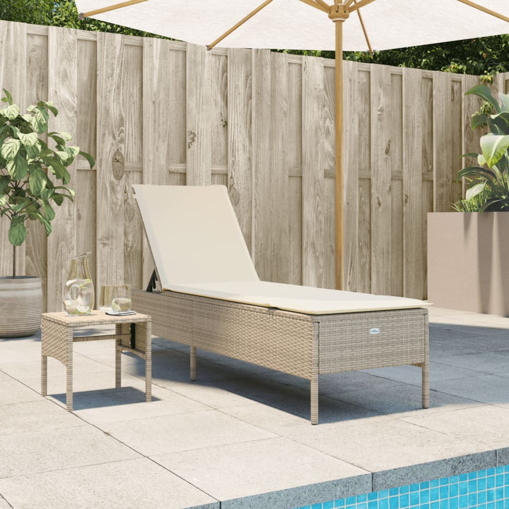 loungesofa med bord og hynde polyrattan beige