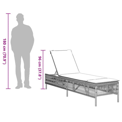 liggestol med hynde polyrattan sort